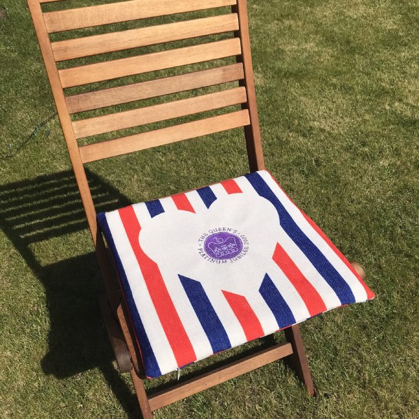 Limited edition Queen's Platinum Jubilee embroidered cushion/seat cover